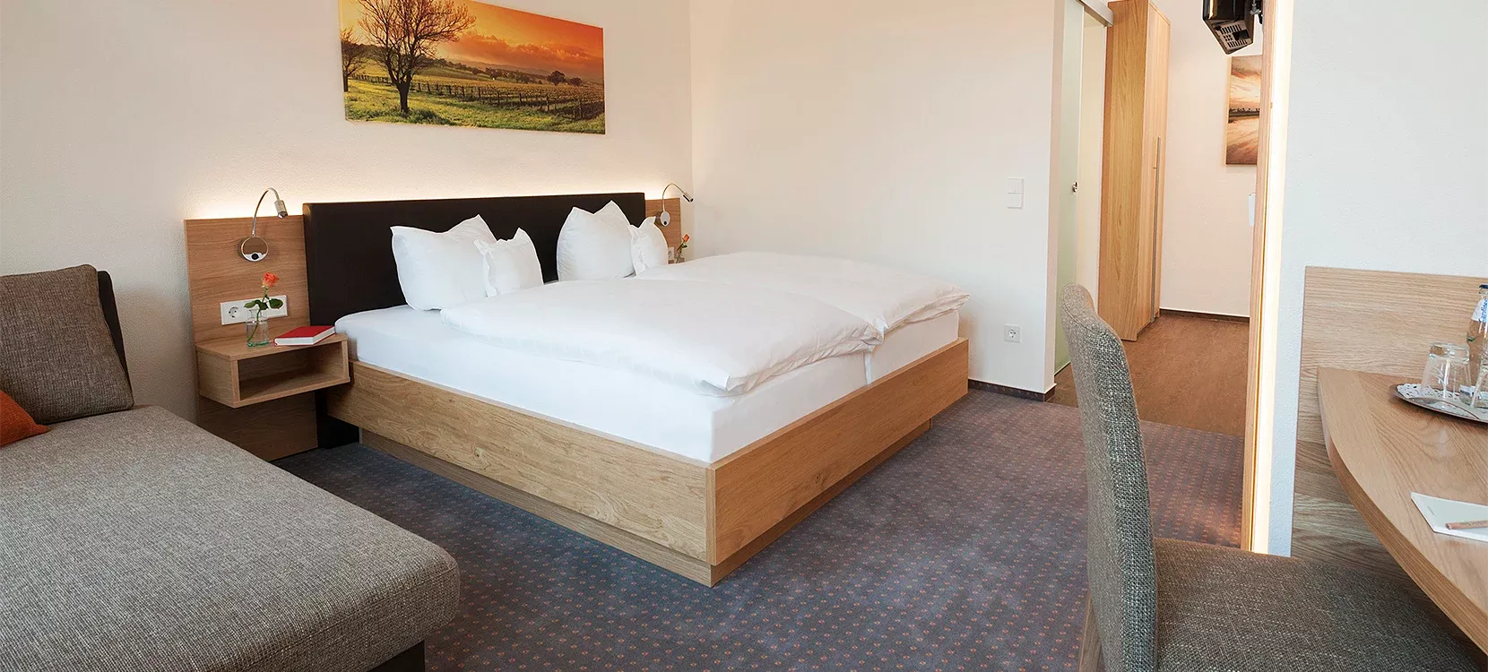 Modern hotel rooms at the Landhotel Behre